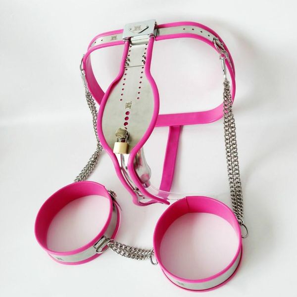 2017 new arrival male fully adjustable model-t stainless steel premium chastity belt + thigh bands kit - pink 
2017 new arrival male fully adjustable model-t stainless steel premium chastity belt + thigh bands kit - pink