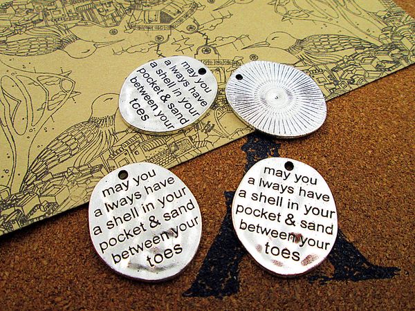 24pcs-- may you have a shell in your pocket ..." charms antique tibetan silver beach charms pendant 30mm x 26mm, Bronze;silver
24pcs-- may you have a shell in your pocket ..." charms antique tibetan silver beach charms pendant 30mm x 26mm, Bronze;silver