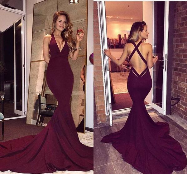 2023 burgundy mermaid prom dresses criss cross backless long evening gown deep v-neck elastic satin formal dress for women, Black
2023 burgundy mermaid prom dresses criss cross backless long evening gown deep v-neck elastic satin formal dress for women, Black