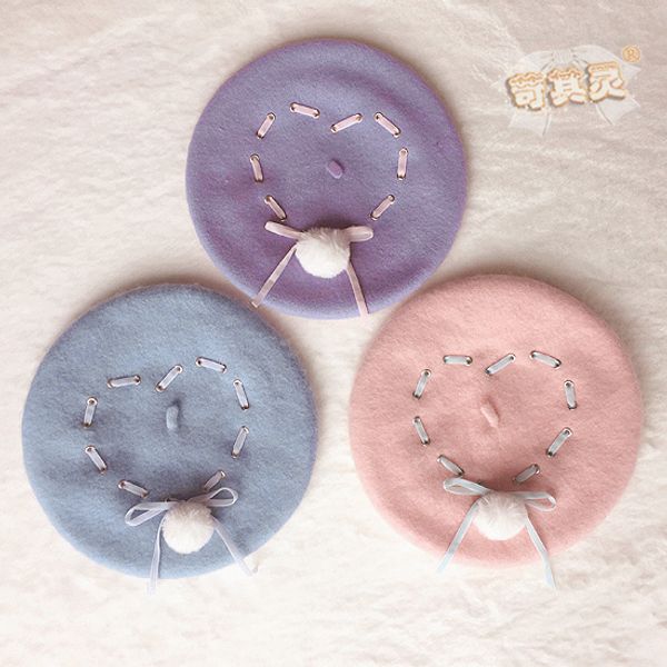 wholesale-2016 new spring winter pink sweet cute girl hats soft macaron heart ribbon wool woolen ball painter cap beret hats for women, Blue;gray
wholesale-2016 new spring winter pink sweet cute girl hats soft macaron heart ribbon wool woolen ball painter cap beret hats for women, Blue;gray