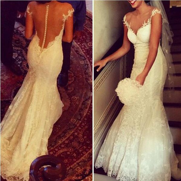 modest lace wedding dresses sheer neck cap sleeves appliques tulle see through back mermaid wedding dresses bridal dresses, White
modest lace wedding dresses sheer neck cap sleeves appliques tulle see through back mermaid wedding dresses bridal dresses, White