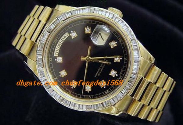 luxury watches wristwatch 18k yellow gold watch black diamond bezel 18038 watch automatic mens men's watch, Slivery;brown
luxury watches wristwatch 18k yellow gold watch black diamond bezel 18038 watch automatic mens men's watch, Slivery;brown