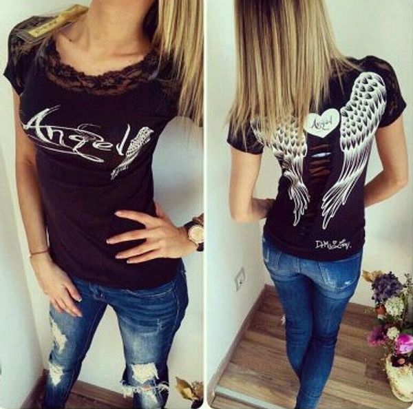 wholesale-summer new fashion lace angle wing printed t-shirts for women tee shirt femme camisetas poleras tshirt female t shirts, White
wholesale-summer new fashion lace angle wing printed t-shirts for women tee shirt femme camisetas poleras tshirt female t shirts, White