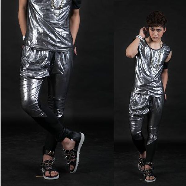wholesale- gold silver singer costumes pu faux leather pants for the mens 1 pants man stage trousers mens pants splice provide custom, Black
wholesale- gold silver singer costumes pu faux leather pants for the mens 1 pants man stage trousers mens pants splice provide custom, Black