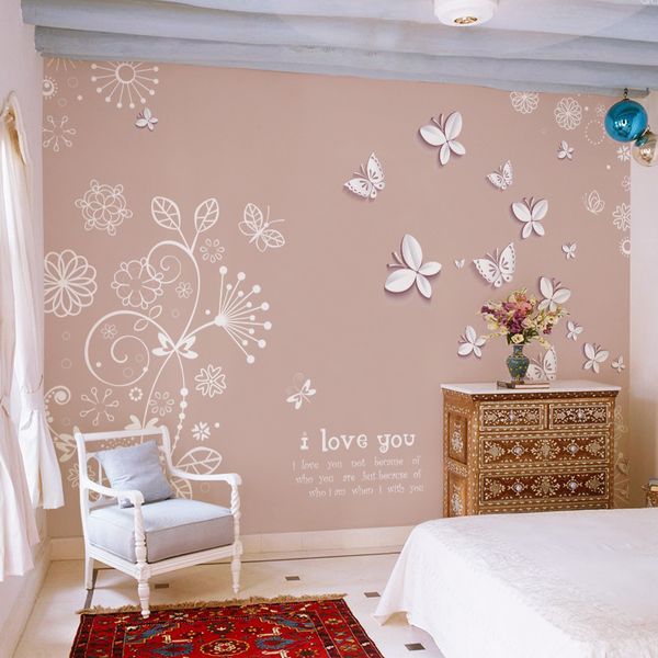 

wholesale-butterfly flower wallpaper roll large mural papel de parede 3d stereoscopic mural 3d wall paper wall sticker home decoration
