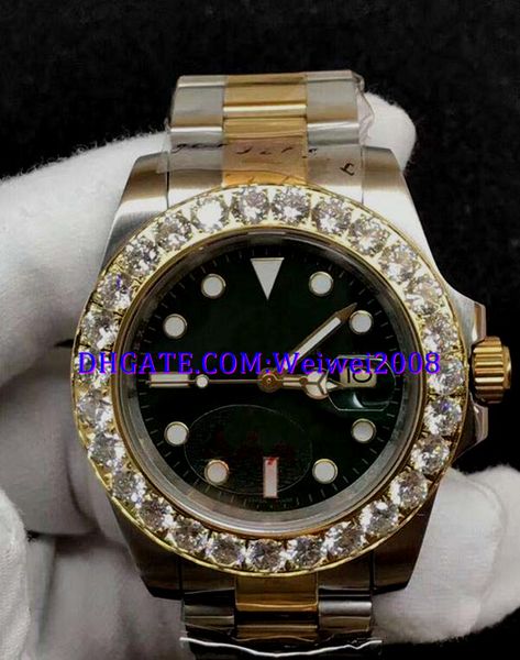 3 style christmas gift mens swiss watch 16613 big diamond bezel two-tone stainless steel strap green dial automatic watch, Slivery;brown
3 style christmas gift mens swiss watch 16613 big diamond bezel two-tone stainless steel strap green dial automatic watch, Slivery;brown