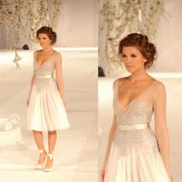 illusion long sleeves short prom dresses 2019 a-line beaded crystal sequined sash deep v-neck applique sheer tulle formal evening gowns p261, Black
illusion long sleeves short prom dresses 2019 a-line beaded crystal sequined sash deep v-neck applique sheer tulle formal evening gowns p261, Black