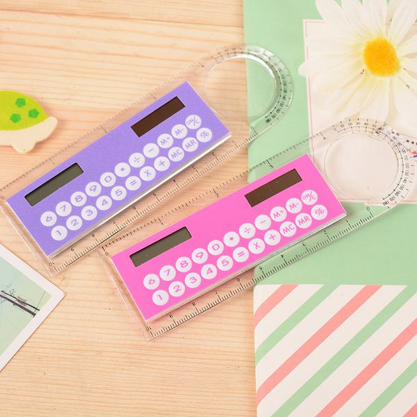 Mini Portable Solar Energy Calculator Creative Multifunction Ruler Students Gift