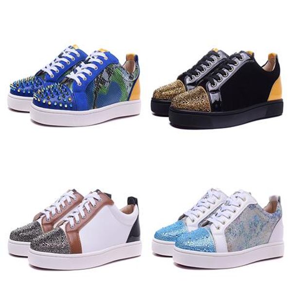 2017 blue snakeskin leather red bottom sneakers for men women with blue spikes toe, leisure trainer footwear party shoes casual shoes, Black
2017 blue snakeskin leather red bottom sneakers for men women with blue spikes toe, leisure trainer footwear party shoes casual shoes, Black