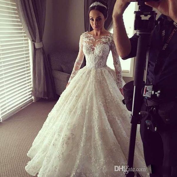vintage modest wedding dresses sheer lace long sleeve beaded lace illusion vestido de noiva buttons bridal gowns plus size custom made, White
vintage modest wedding dresses sheer lace long sleeve beaded lace illusion vestido de noiva buttons bridal gowns plus size custom made, White