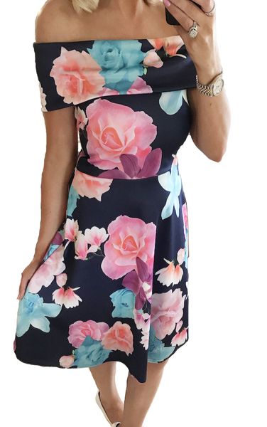 women's off shoulder flowery casual clubbing party dresses vestidos size: s l xl dy17320, Black;gray
women's off shoulder flowery casual clubbing party dresses vestidos size: s l xl dy17320, Black;gray