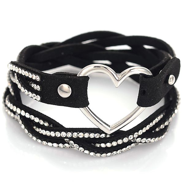braided rope double leather bracelet with crystal and heart charm adjustable wrap bracelet fashion jewelry for women, Golden;silver
braided rope double leather bracelet with crystal and heart charm adjustable wrap bracelet fashion jewelry for women, Golden;silver
