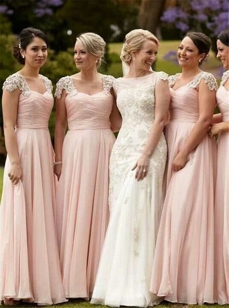 stunning scoop cap sleeves floor-length pink chiffon bridesmaid dress with beading ruched chiffon long wedding party dresses, White;pink
stunning scoop cap sleeves floor-length pink chiffon bridesmaid dress with beading ruched chiffon long wedding party dresses, White;pink