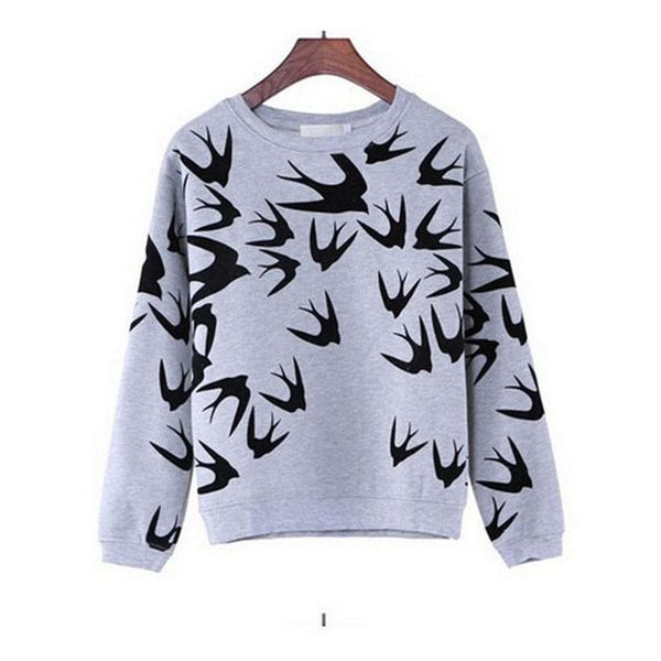 2017 women spring sweatshirt stylish cute swallow print hoodies loose-sleeved pullover, Black
2017 women spring sweatshirt stylish cute swallow print hoodies loose-sleeved pullover, Black