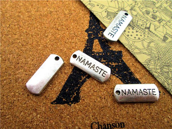 60pcs--namaste charms, antique tibetan silver namaste charm pendant 21x8mm, Bronze;silver
60pcs--namaste charms, antique tibetan silver namaste charm pendant 21x8mm, Bronze;silver