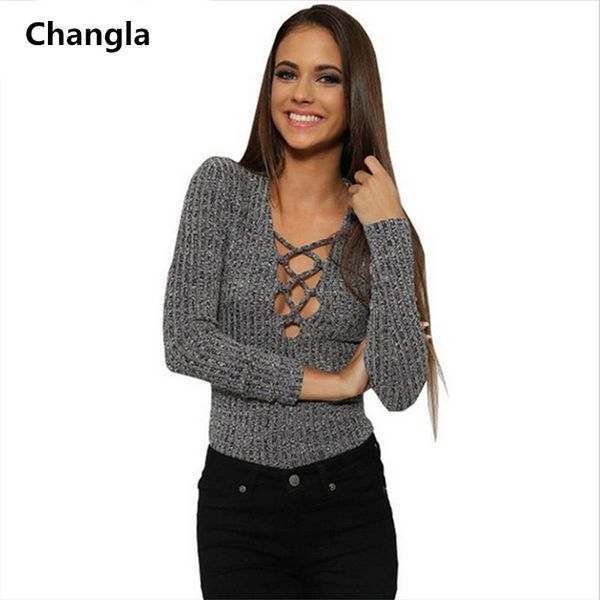 wholesale- changla 2016 new charcoal lace up autumn warm knitted v neck sweater women cross long sleeve elastic female pullover, White;black
wholesale- changla 2016 new charcoal lace up autumn warm knitted v neck sweater women cross long sleeve elastic female pullover, White;black