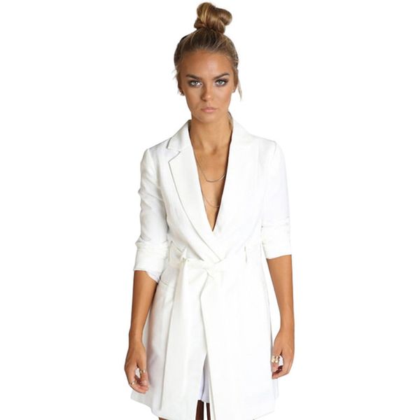white casual women slim suit blazer tie waist basic female blazer suit jacket elegant preppy chic coat blazer, White;black
white casual women slim suit blazer tie waist basic female blazer suit jacket elegant preppy chic coat blazer, White;black