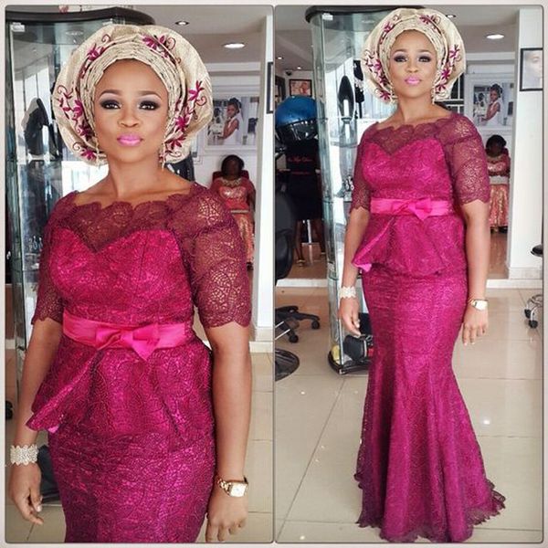 fushia mermaid prom dresses 2018 short sleeves lace covered peplum evening gowns with sash plus size african women formal party dress, Black
fushia mermaid prom dresses 2018 short sleeves lace covered peplum evening gowns with sash plus size african women formal party dress, Black