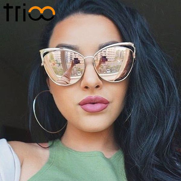 wholesale-trioo cat eye female sunglasses gold metal reflective summer pink sun glasses vintage shades, White;black
wholesale-trioo cat eye female sunglasses gold metal reflective summer pink sun glasses vintage shades, White;black