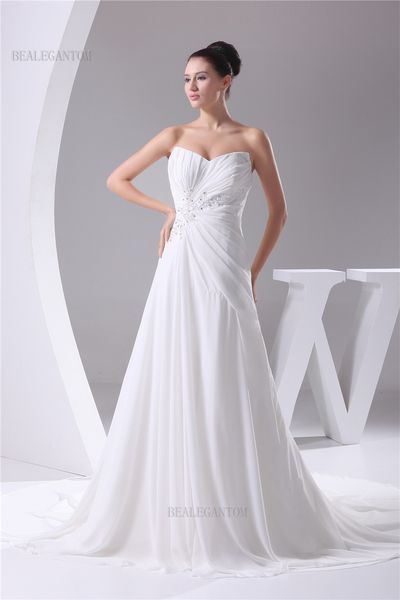 2017 elegant sweetheart chiffon wedding dresses a-line beaded plus size wedding party bridal gowns bm41, White
2017 elegant sweetheart chiffon wedding dresses a-line beaded plus size wedding party bridal gowns bm41, White