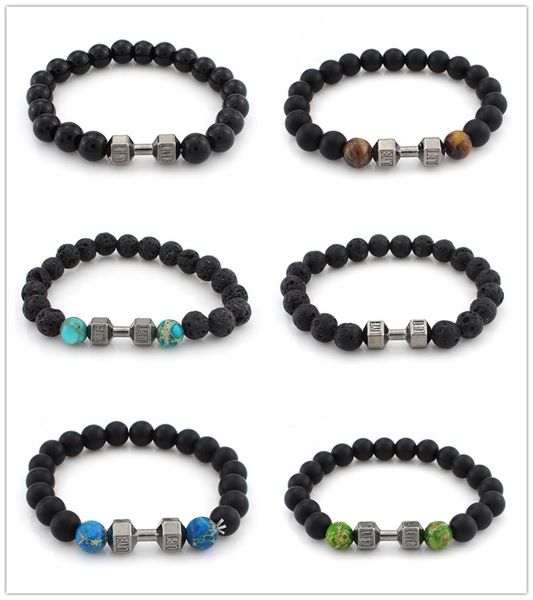 alloy metal barbell & black natural matte stone beads fashion dumbbell bracelets men stretch yoga bracelet
alloy metal barbell & black natural matte stone beads fashion dumbbell bracelets men stretch yoga bracelet