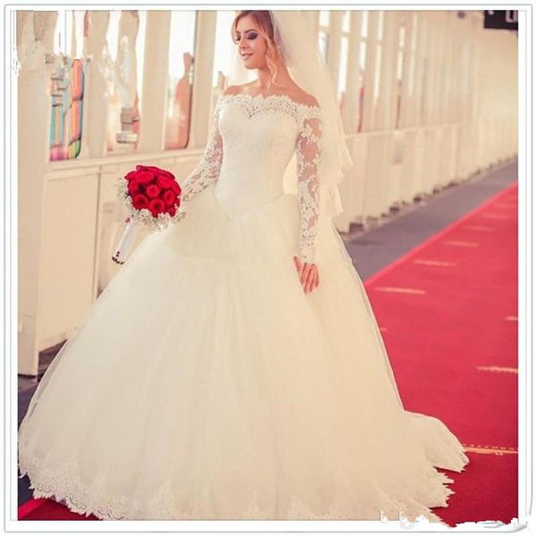 long sleeve lace wedding dresses princess new spring see through tulle custom made white ivory vestidos charming ball gown bridal
long sleeve lace wedding dresses princess new spring see through tulle custom made white ivory vestidos charming ball gown bridal