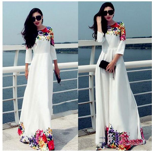2017 long women party dresses white floral print maxi boho beach dress plus size robe casual vestido longo ropa mujer, Black;gray
2017 long women party dresses white floral print maxi boho beach dress plus size robe casual vestido longo ropa mujer, Black;gray