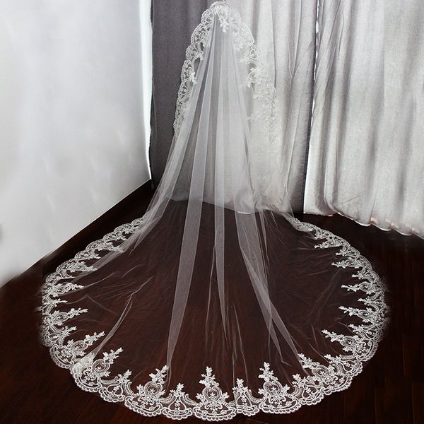 Cheap Price 2017 Cathedral Veil Appliques Lace One Layer White Ivory Long Wedding Veiled 3M With Free Comb Bridal Veils
Cheap Price 2017 Cathedral Veil Appliques Lace One Layer White Ivory Long Wedding Veiled 3M With Free Comb Bridal Veils