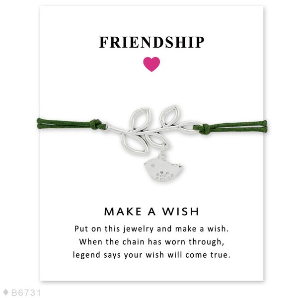 Wish Bracelet With Gift Card Silver Leaves Birds Charm Bracelets & Bangles for Women Girls Adjustable Friendship Statement Jewelry
Wish Bracelet With Gift Card Silver Leaves Birds Charm Bracelets & Bangles for Women Girls Adjustable Friendship Statement Jewelry