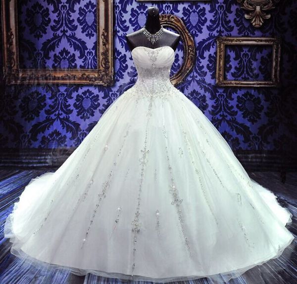new ball gown crystals princess wedding dresses sweetheart neck lace-up back luxury beading wedding bridal gowns, White
new ball gown crystals princess wedding dresses sweetheart neck lace-up back luxury beading wedding bridal gowns, White