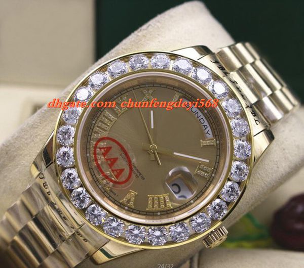 fashion luxury wristwatch amazing gold dial mens 2 ii 18k automatic movement 41mm yellow gold bigger diamond ceramic bezel, Slivery;brown
fashion luxury wristwatch amazing gold dial mens 2 ii 18k automatic movement 41mm yellow gold bigger diamond ceramic bezel, Slivery;brown