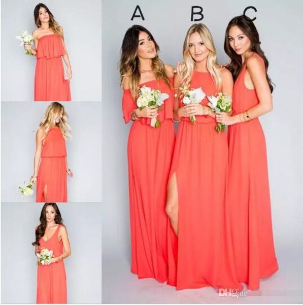 2018 Free Shipping Elegant Coral Bridesmaid Dresses Chiffon Floor Length Boho Party Dress for Beach Country Wedding Plus Size Custom Made
2018 Free Shipping Elegant Coral Bridesmaid Dresses Chiffon Floor Length Boho Party Dress for Beach Country Wedding Plus Size Custom Made