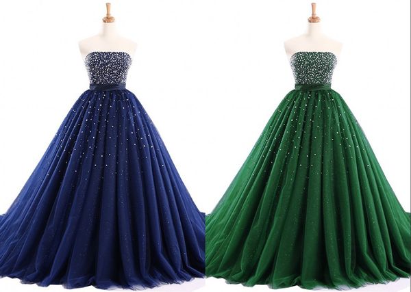 sparkly ball gown dresses evening party wear navy green 2018 strapless tulle sequin crystals corset back prom formal pageant gown long, Black;red
sparkly ball gown dresses evening party wear navy green 2018 strapless tulle sequin crystals corset back prom formal pageant gown long, Black;red