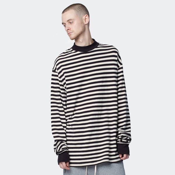 Men Oversized Long Sleeve T-Shirt High Neck Striped Cotton Autumn Winter Tees Big Bang GD Streetwear Hip Hop Club Tops YYF1122
Men Oversized Long Sleeve T-Shirt High Neck Striped Cotton Autumn Winter Tees Big Bang GD Streetwear Hip Hop Club Tops YYF1122