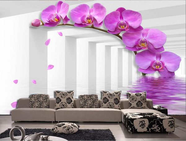 3d phalaenopsis creative stereo wall decorative painting mural 3d wallpaper 3d wall papers for tv backdrop