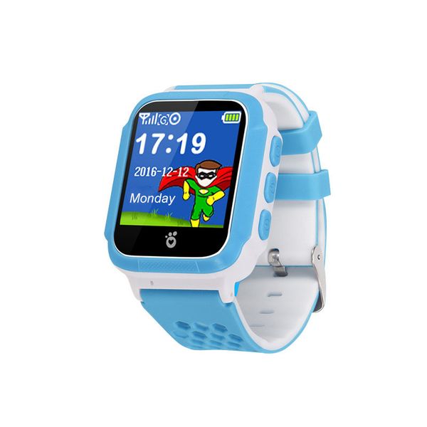 sky blue colour, touch screen gps tracker smart worn watch phone for kids , english support & app, two way calls , one button control & sos.
sky blue colour, touch screen gps tracker smart worn watch phone for kids , english support & app, two way calls , one button control & sos.