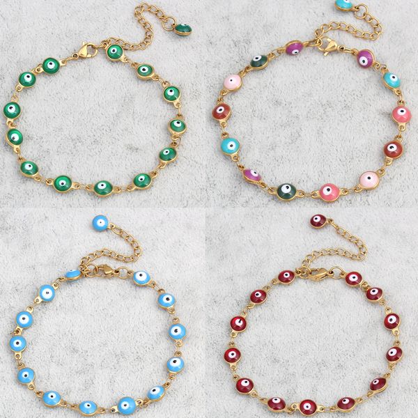 Wholesale-Evil Eye jewelry Bracelet Stainless Steel gold plated Colorful Enamel Evil Eye Charm Chain Bracelet Bangles For Men Womens
Wholesale-Evil Eye jewelry Bracelet Stainless Steel gold plated Colorful Enamel Evil Eye Charm Chain Bracelet Bangles For Men Womens
