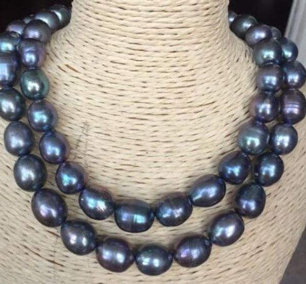 fast real fine pearls jewelry double strands 14-15mm tahitian peacock blue pearl necklace 18"19"925s, Silver
fast real fine pearls jewelry double strands 14-15mm tahitian peacock blue pearl necklace 18"19"925s, Silver