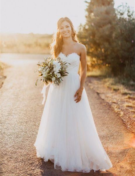 romantic a line long wedding dresses sweetheart lace tulle floor length elegant style bridal gowns custom size, White
romantic a line long wedding dresses sweetheart lace tulle floor length elegant style bridal gowns custom size, White