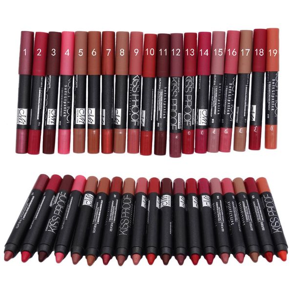 Wholesale- 19pcs/lot Monow Waterproof Kiss Proof Matte Lipstick Makeup Batom Long Lasting Effect Powdery Soft Lip Stick Lipgloss Batons