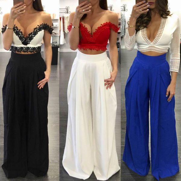 women pants summer fashion solid wide leg high waist loose fold casual long chiffon pantsskirt multicolors ladies trousers culottes bottoms, Black;white
women pants summer fashion solid wide leg high waist loose fold casual long chiffon pantsskirt multicolors ladies trousers culottes bottoms, Black;white