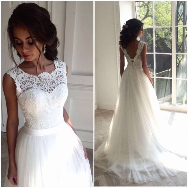 vintage country wedding dresses a line sheer neck train 2018 bridal gowns low back lace boho holiday summer petite wedding dress, White
vintage country wedding dresses a line sheer neck train 2018 bridal gowns low back lace boho holiday summer petite wedding dress, White
