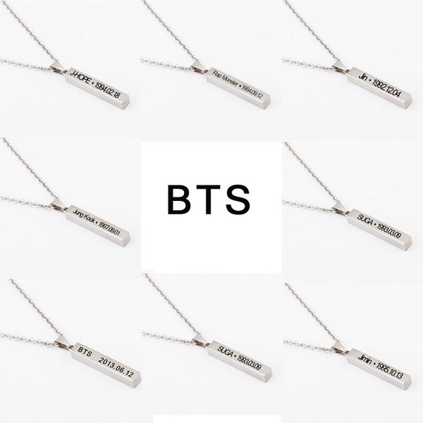 wholesale- wholesale korea pop bts bangtan boys titanium steel necklace women jin v jimin jung kook birthday collares men jewelry 1394, Silver
wholesale- wholesale korea pop bts bangtan boys titanium steel necklace women jin v jimin jung kook birthday collares men jewelry 1394, Silver