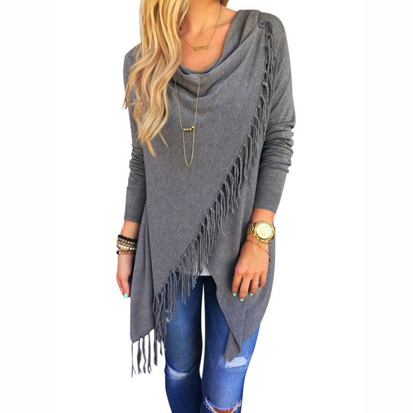 wholesale-august 2016 women long sleeve knitted cardigan loose casual irregular poncho outwear wrap fringe new style tassel sweater, White;black
wholesale-august 2016 women long sleeve knitted cardigan loose casual irregular poncho outwear wrap fringe new style tassel sweater, White;black