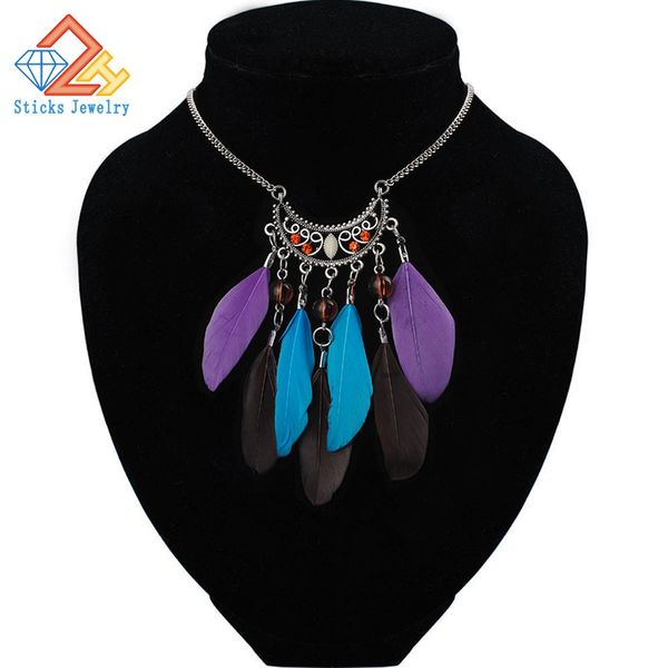 sticks jewelry fashion bohemia style trendy necklace vintage hollow out moon shape feather rhinestone statement necklace women, Black
sticks jewelry fashion bohemia style trendy necklace vintage hollow out moon shape feather rhinestone statement necklace women, Black