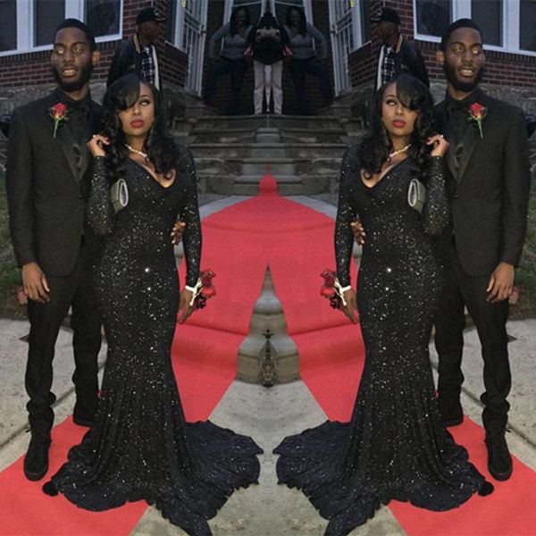 bling mermaid black girl prom dress plunging neck sequins long sleeve south africa evening party gown custom made plus size
bling mermaid black girl prom dress plunging neck sequins long sleeve south africa evening party gown custom made plus size