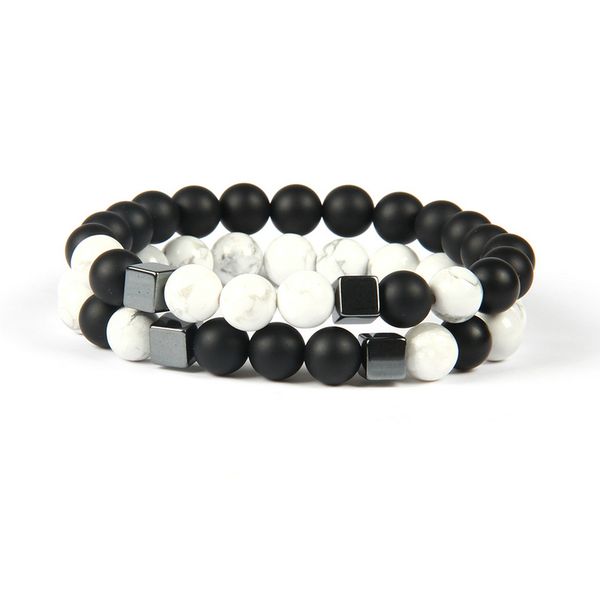 mens jewelry wholesale 10pcs/lot 8mm matte agate & white howlite marble stone square beaded bracelets for men, Black
mens jewelry wholesale 10pcs/lot 8mm matte agate & white howlite marble stone square beaded bracelets for men, Black