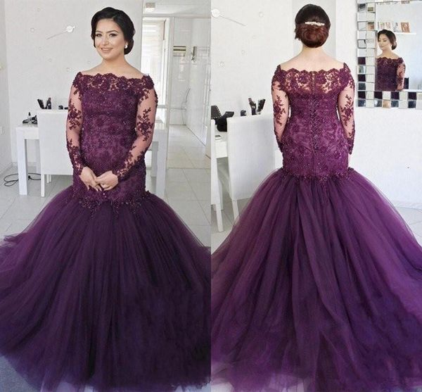 purple mermaid evening dresses long sleeve off shoulder beaded appliques lace tulle formal dress party gowns custom size, Black;red
purple mermaid evening dresses long sleeve off shoulder beaded appliques lace tulle formal dress party gowns custom size, Black;red