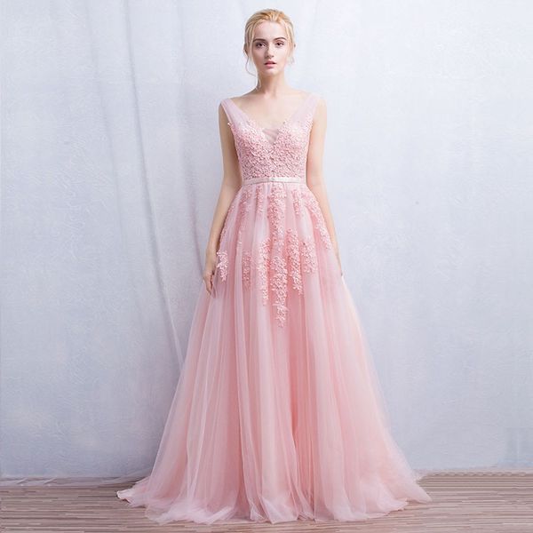 vestido de festa new coming robe de soiree v neck with lace appliques long tulle party evening dresses 2017 pink navy blue gray prom gowns, Black;red
vestido de festa new coming robe de soiree v neck with lace appliques long tulle party evening dresses 2017 pink navy blue gray prom gowns, Black;red