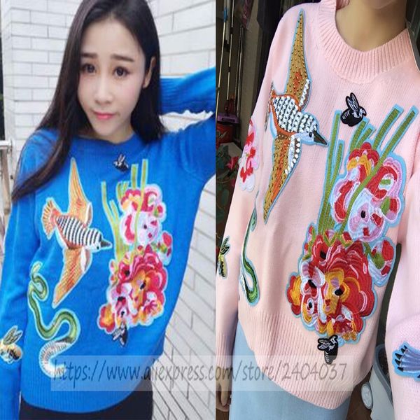 wholesale- flowers snakes crystal beading bird embroidery runway sweater,women long sleeve cashmere sweaters hiver plus size jumper, White;black
wholesale- flowers snakes crystal beading bird embroidery runway sweater,women long sleeve cashmere sweaters hiver plus size jumper, White;black